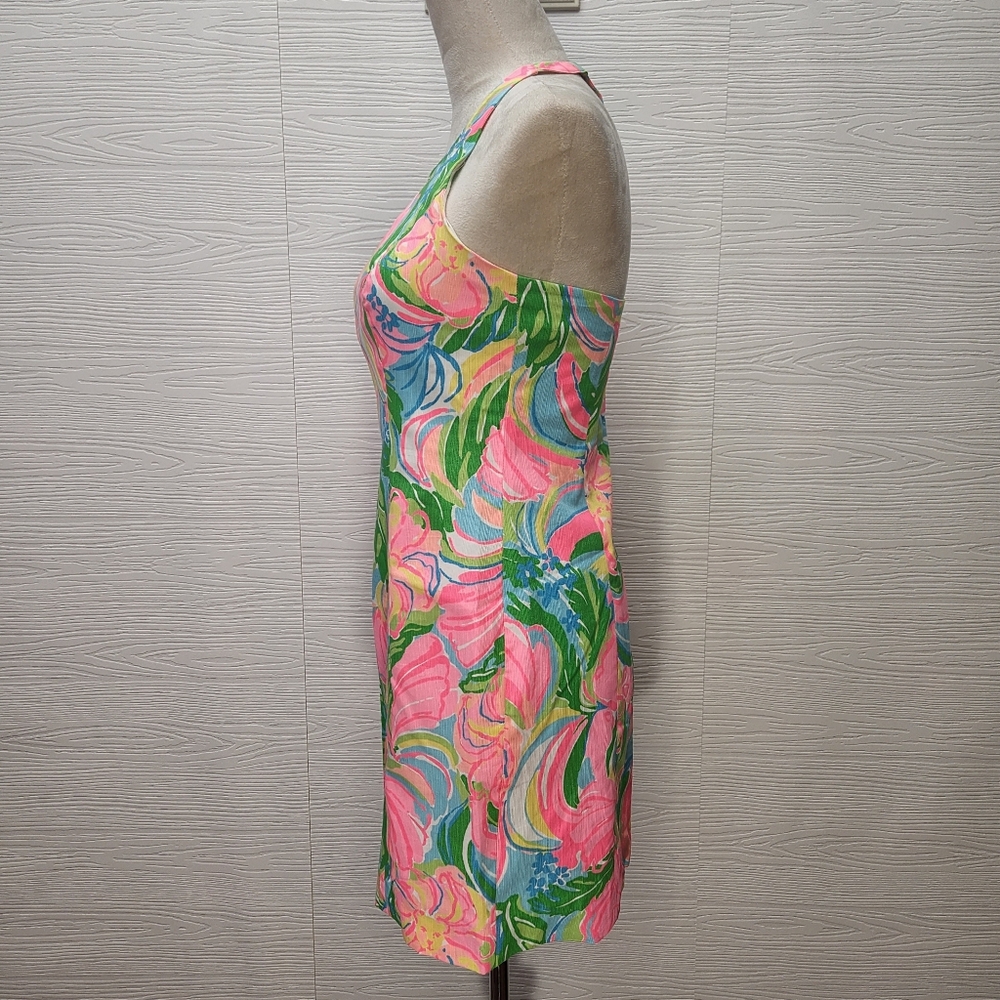 Lilly Pulitzer Cotton Back Zip Shift Dress Size 0 Strapless Racerback - Picture 4 of 12